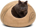 Cat Cave - Merino Wool Bed for Indoor Cats (Beige, Medium)