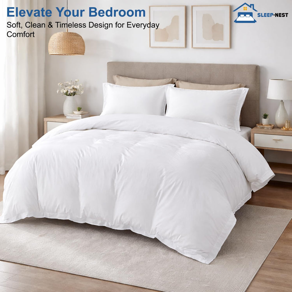 Hotel Luxury 104 x 98 Size Duvet Cover Set - 100% Egyptian Cotton, Soft & Breathable Bedding, Zipper