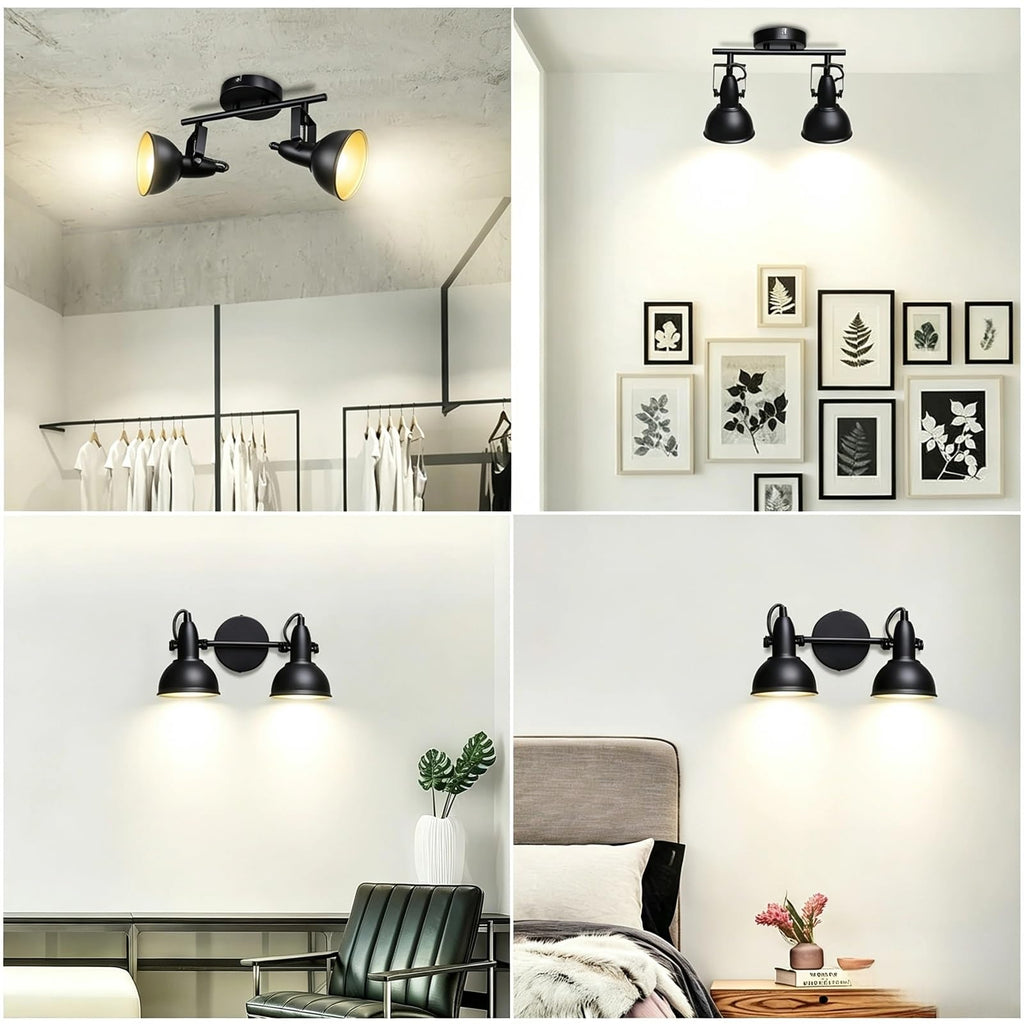 Industrial Track Lighting Ceiling, Black Gold Spotlight, E12