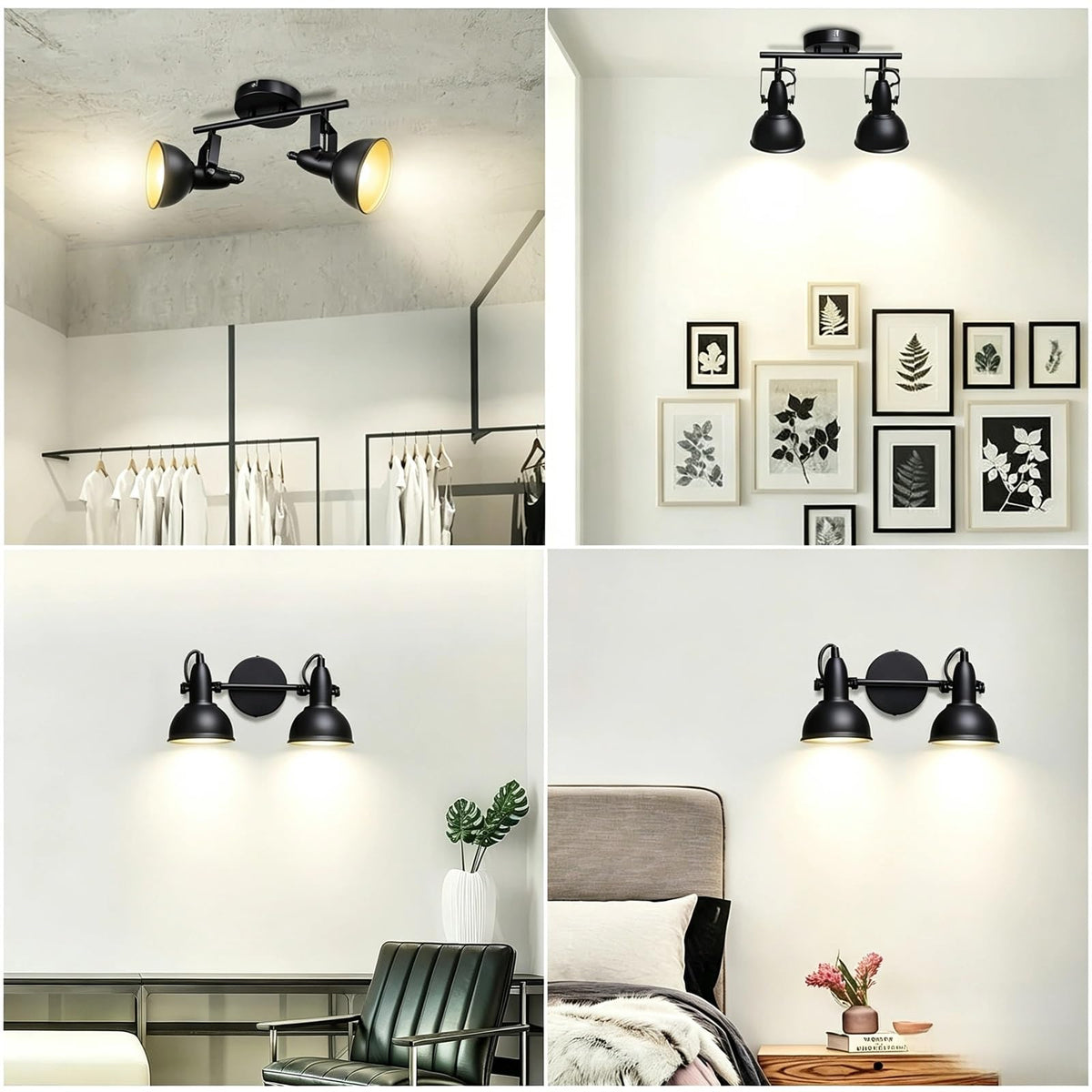 Industrial Track Lighting Ceiling, Black Gold Spotlight, E12