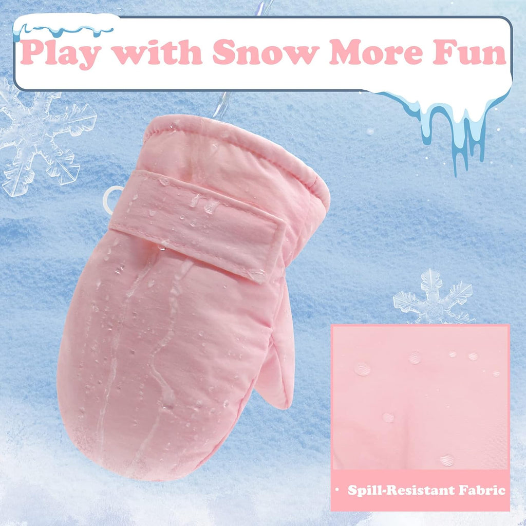 2 Pairs Toddler Gloves Waterproof Toddler Winter Mittens for Kids Snow Gloves Warm Baby Winter Mittens for Boys Girls