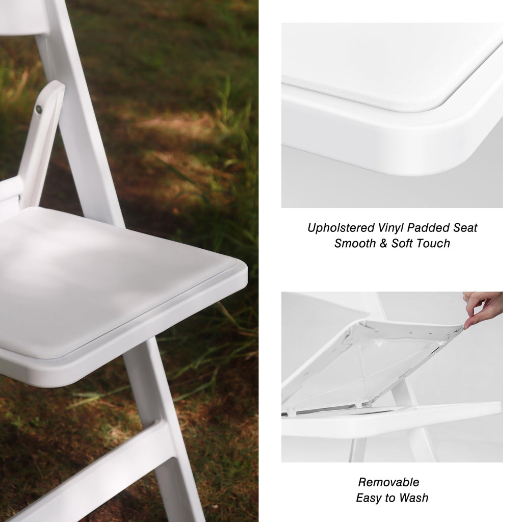 Resin Folding Chair with Vinyl Padded Seat, Capacity, 4 Pack Comfortable Chair Set for Party Wedding Events
