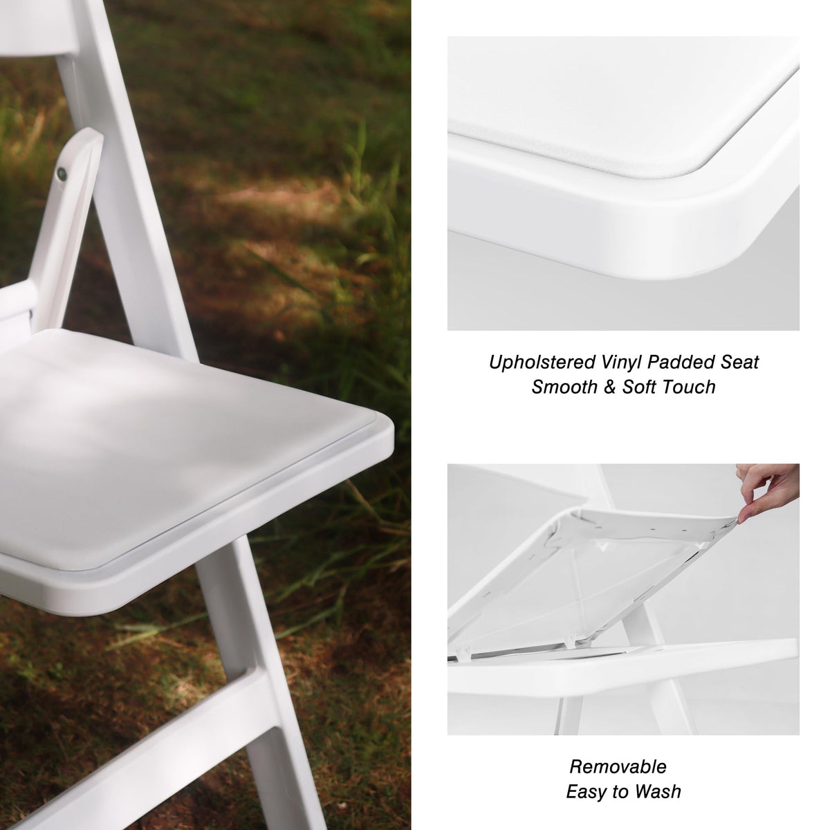 Resin Folding Chair with Vinyl Padded Seat, Capacity, 4 Pack Comfortable Chair Set for Party Wedding Events