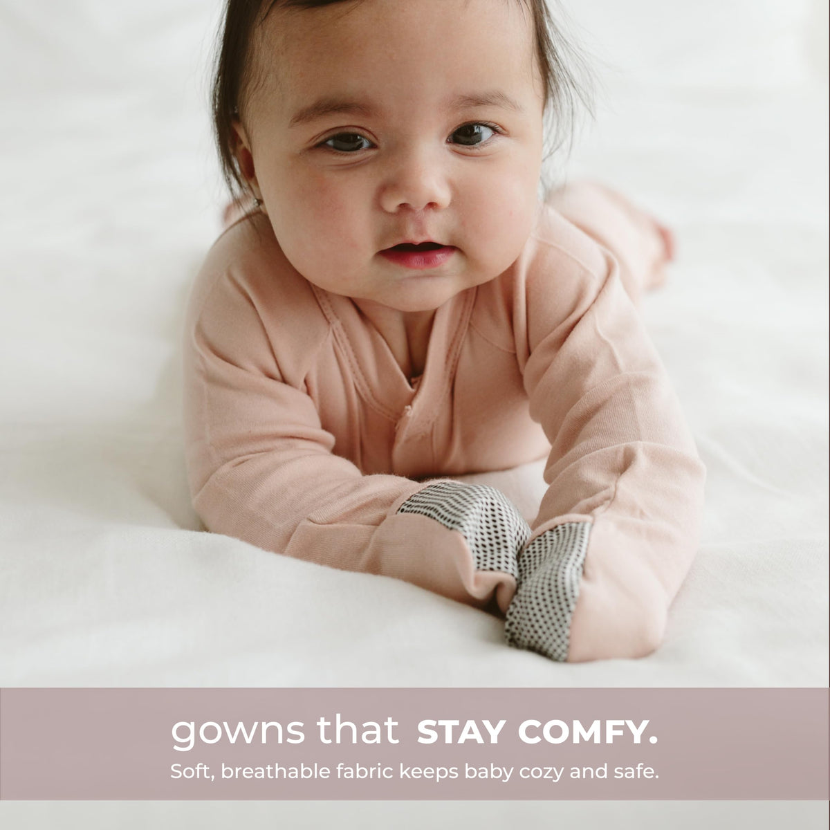 Baby Gown Convertible Sleeper Soft Organic Cotton, Rose
