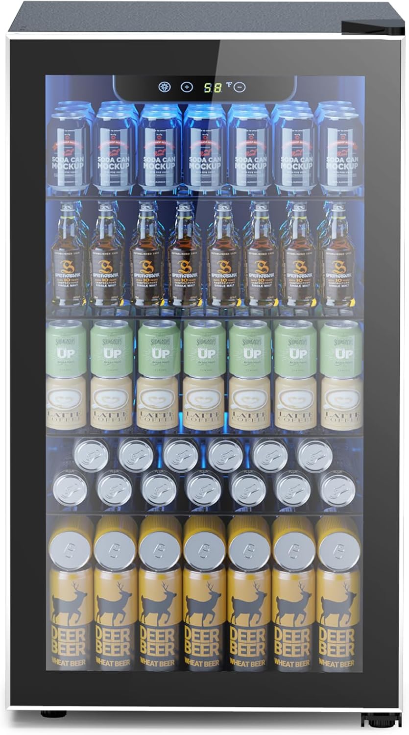 Mini Fridge 130 Can Beverage Refrigerator Cooler, 3.2 Cu.Ft Drink Fridge for Soda Wine Beer