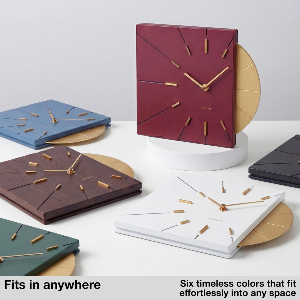 Inspired Nelson Style Red and Gold Mid Century Modern Wall Clock, Battery Operated