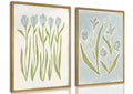 Blue Tulip Flower Wall Art Set of 2, Watercolor Floral Preppy Canvas Poster Prints, Modern Botanical Painting