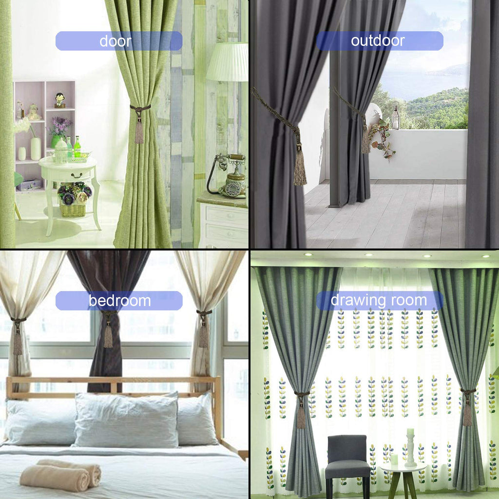 Curtain Tiebacks Handmade Tassel Rope Curtain Holdbacks - 4 Pack