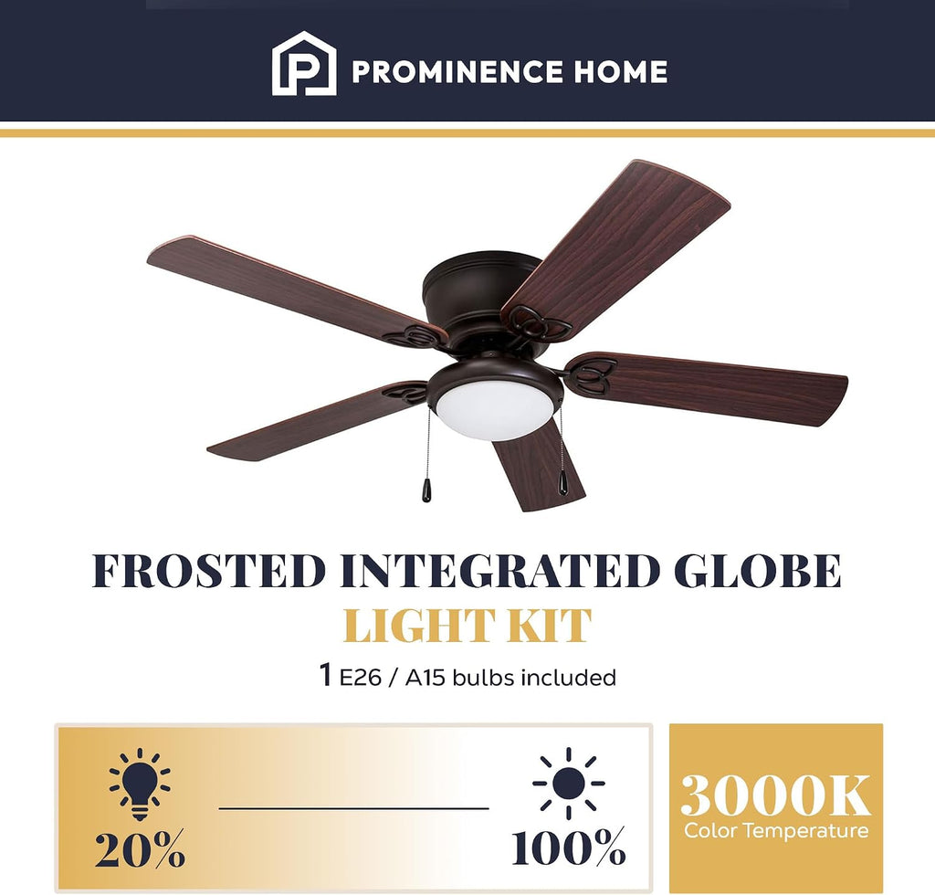 52" Flush Mount Ceiling Fan with Light