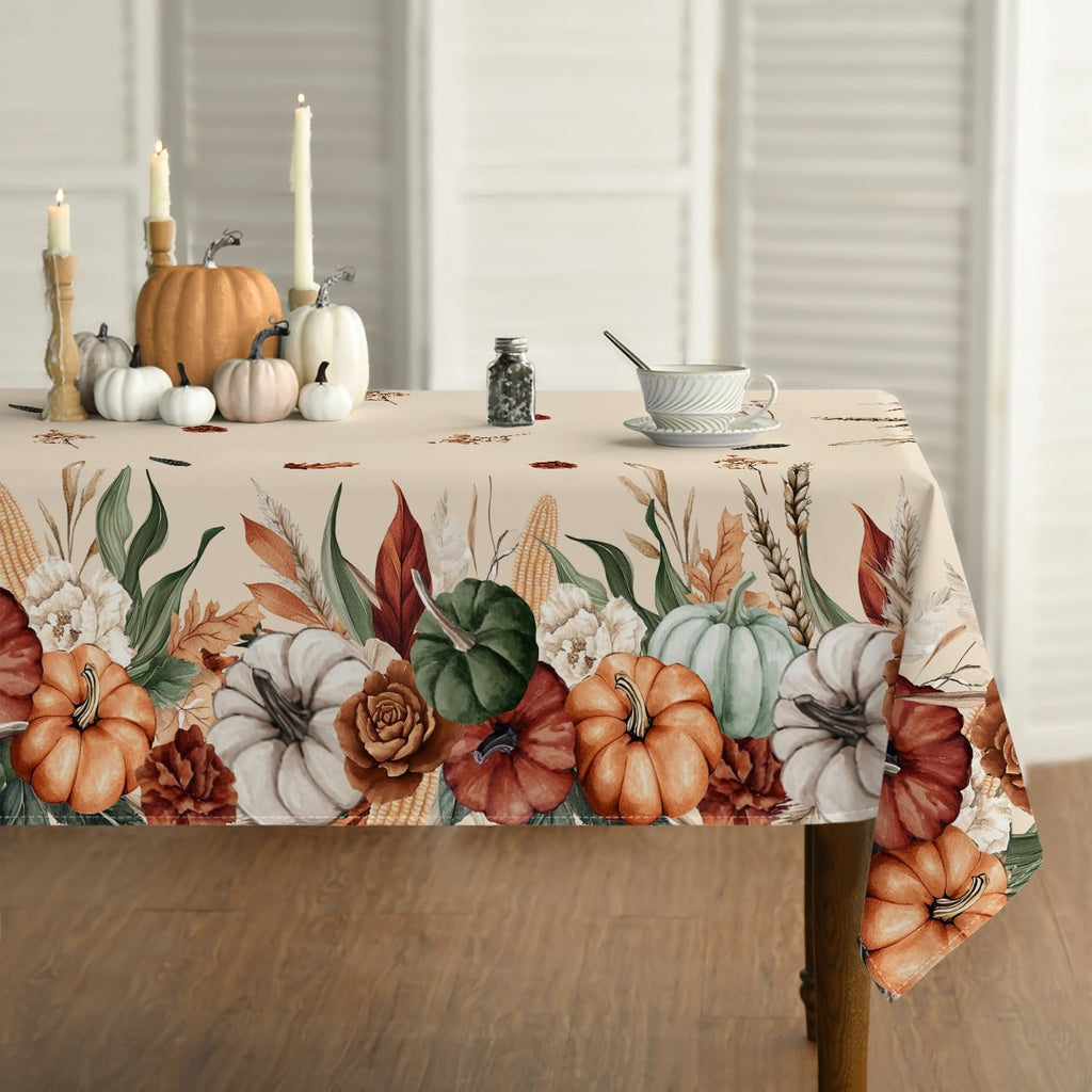 Fall Tablecloth 60 x 104 Inch Rectangular Flower Autumn Harvest