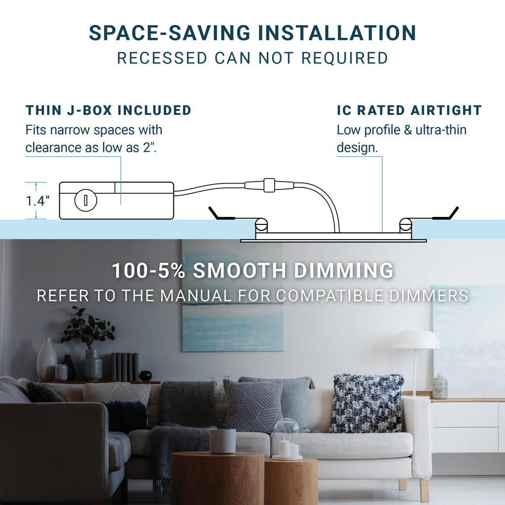 16 Pack 4 Inch LED Recessed Ceiling Light 5CCT Ultra-Thin ETL