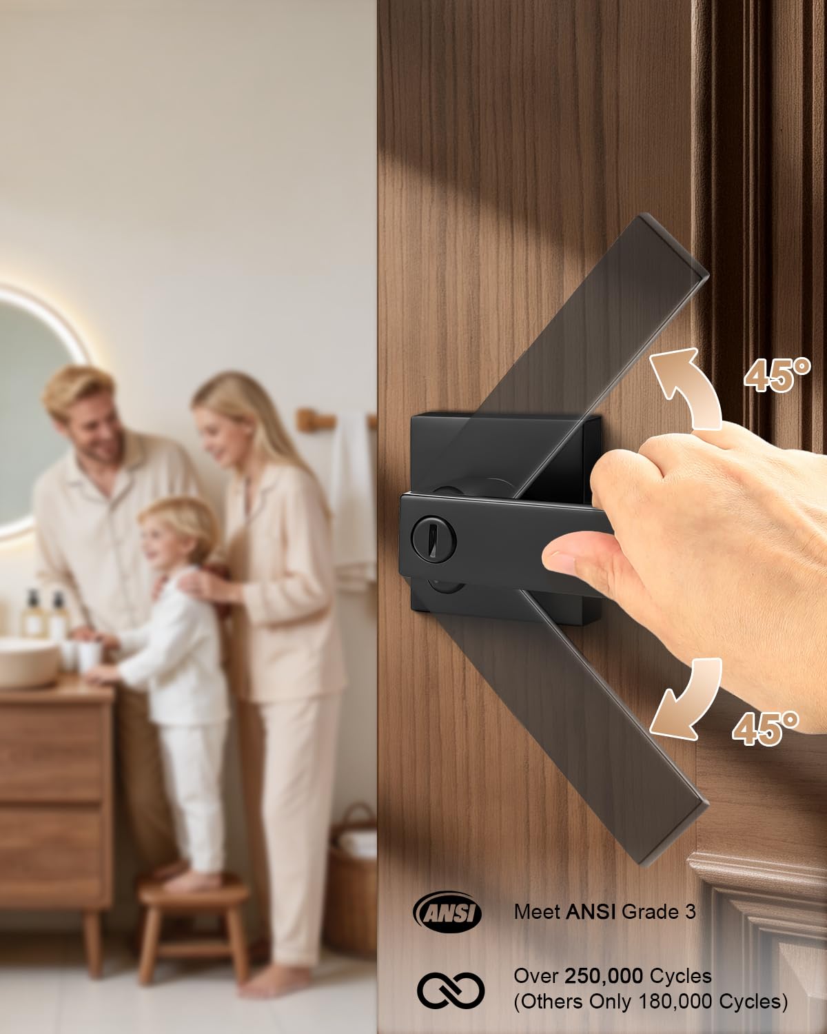 Matte Black Door Handles with Lock, 20 Pack Zinc Alloy Interior Privacy Door Levers, ANSI/BHMA Grade 3