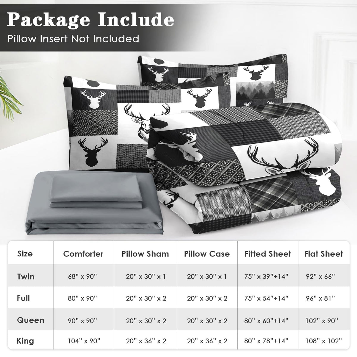 Comforter Set with Sheets, 7 Pieces Woodland Deer Bedding