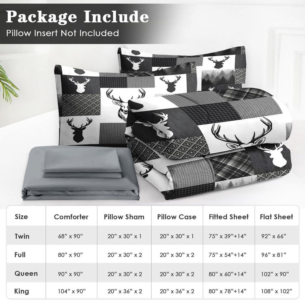Comforter Set with Sheets, 7 Pieces Woodland Deer Bedding