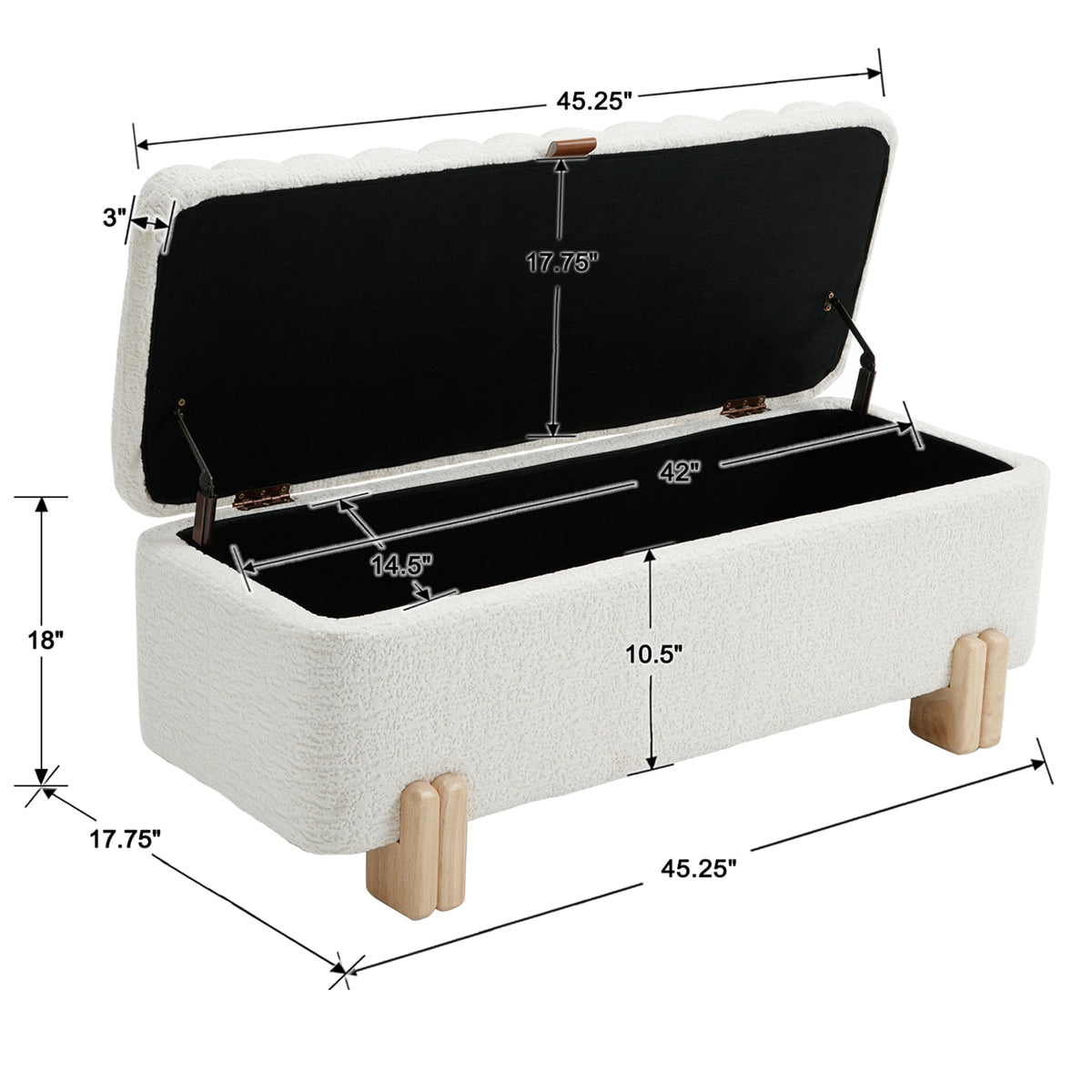 Modern Farmhouse Storage Bench Walk-in Closet Multi-Functional Narrow Entryway Bench Elegant End of Bed Bench with