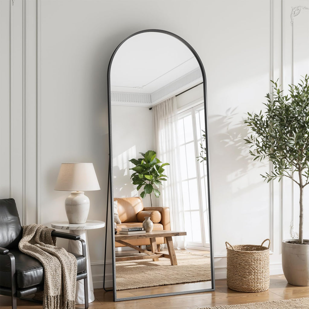 Full Body Mirror 26x71 inch Arched Full Length Mirror with Stand Aluminum Wall Mounted Hanging or Leaning Standing