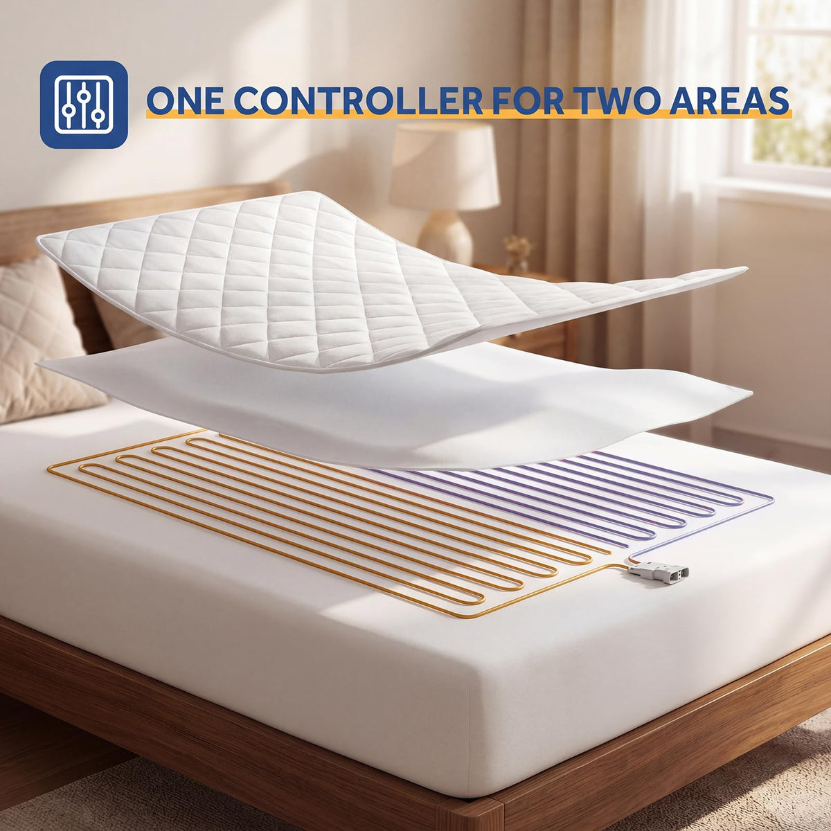 Heated Mattress Pad King 78×80 Single Control for 2 Zones