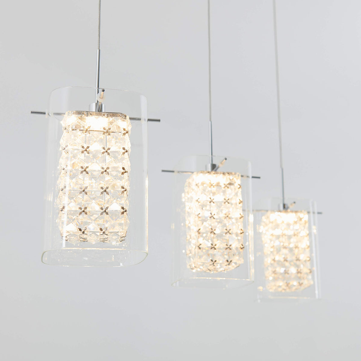 Inspired Nelson Style Bubble Cube Pendant Light, 3, Chrome