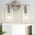 Two-Light Brushed Nickel Vanity Light for Modern Bathrooms