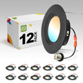 12 Pack Black Retrofit LED Recessed Lighting 6 Inch, 5CCT Wafer Lights