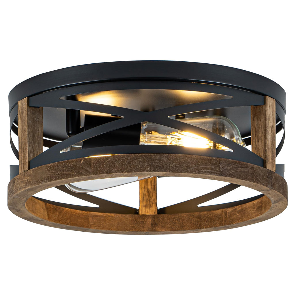 Farmhouse Ceiling Light, 2-Light Round Flush Mount Light Fixture