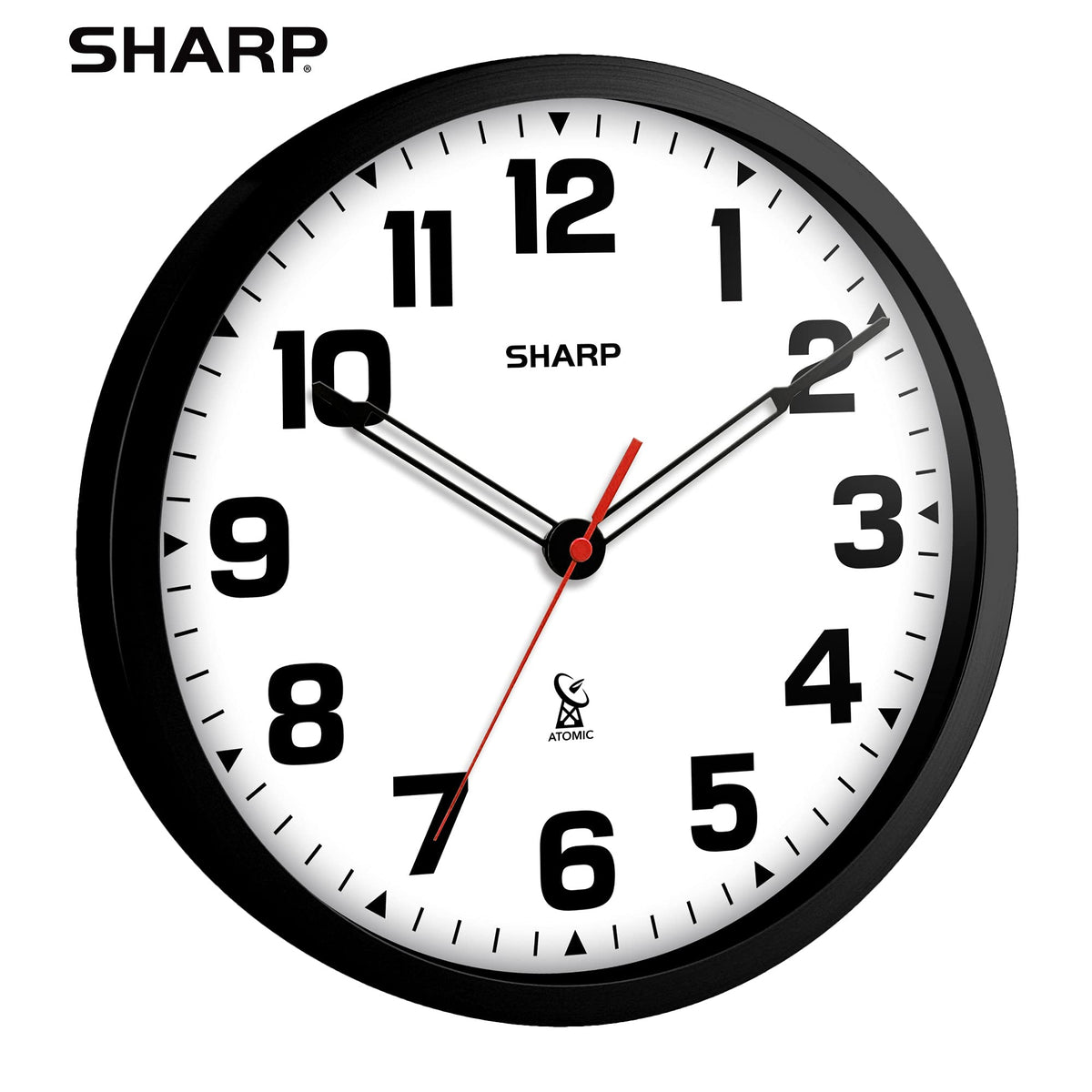 Inspired Nelson Style 12-Inch Atomic Wall Clock, Battery Operated, White with Black Frame