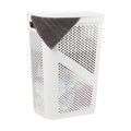 Slim Laundry Hamper with Lid, 60L Clothes Basket, Ventilated Plastic, White