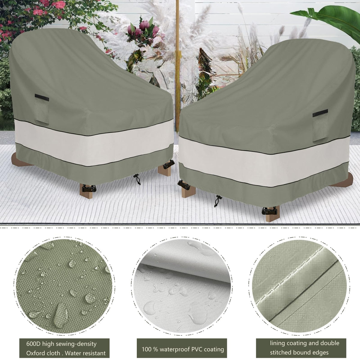 Outdoor Adirondack Chair Cover 2 Pack, Waterproof 100%, 32W x 35D x 36H inch, Patio Adirondack Chair Cover for Outdoor