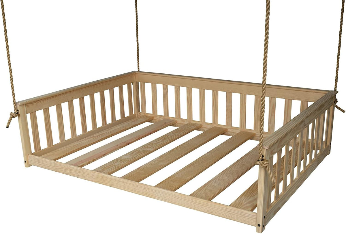 VersaLoft Amish-Made Pine Full Mission Swingbed with Rope, Unfinished