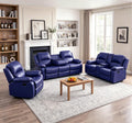 Leather Recliner Sofa Set, Leather Reclining Couch Furniture Sets, Purple Recliner Couch with 5 Recliners