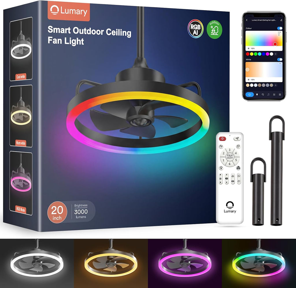 Outdoor Smart Ceiling Fan with Light