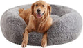 Calming Dog Beds for Large Dogs, Faux Fur Donut Cuddler Dog Bed, Round Fluffy Pillow, Washable Pet Bed for Dogs Up to