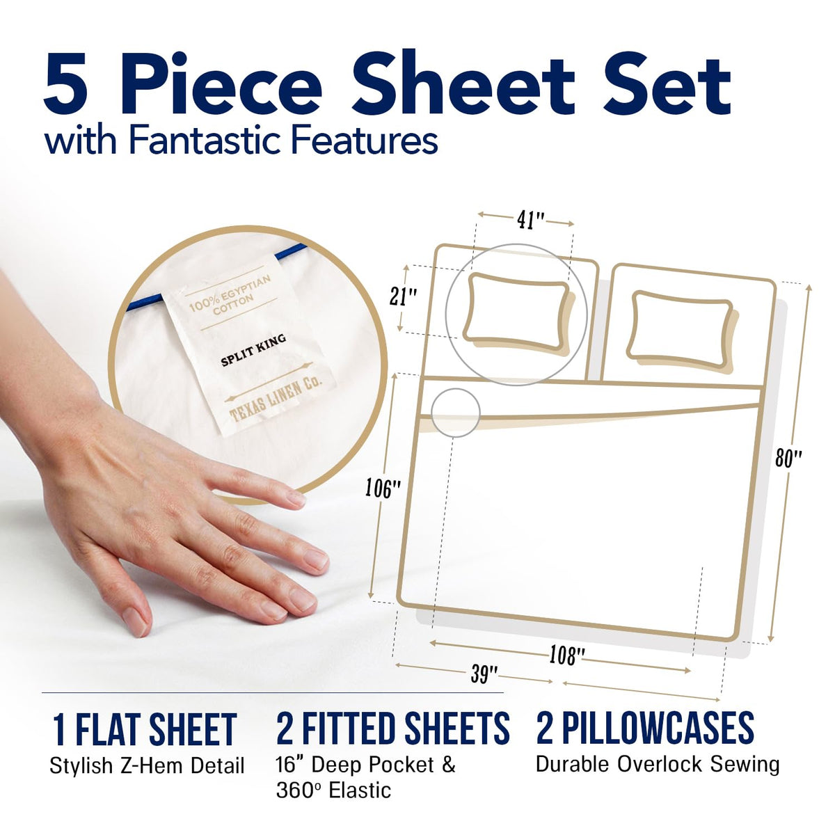 1000 Series Sheets Sets for Adjustable Bed Ivory