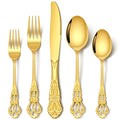 60 Pcs Retro Royal Gold Silverware Set, Stainless Steel Gold Utensils Cutlery Set for 12, Gorgeous Flatware Set