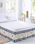 Blue Red Stars Bed Skirt 16 Inch Drop, Adjustable & Elastic Wrap Around Bed Skirts Pleated Luxury Dust