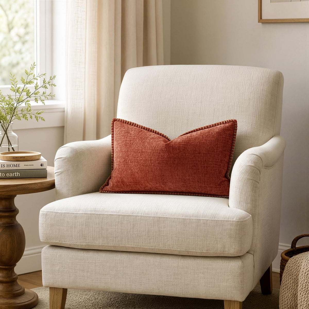 Fall Decorative Lumbar Throw Pillow Covers 12x20 Inch Burnt Orange