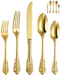 Luxury 45-Piece 18/10 Stainless Steel Flatware Set (Gold)