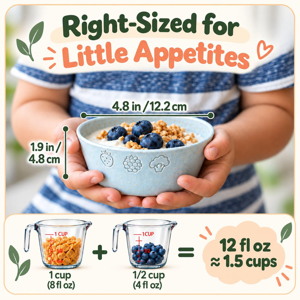Wheat Straw Kids Bowls - Microwave and Dishwasher Safe Toddler Bowls