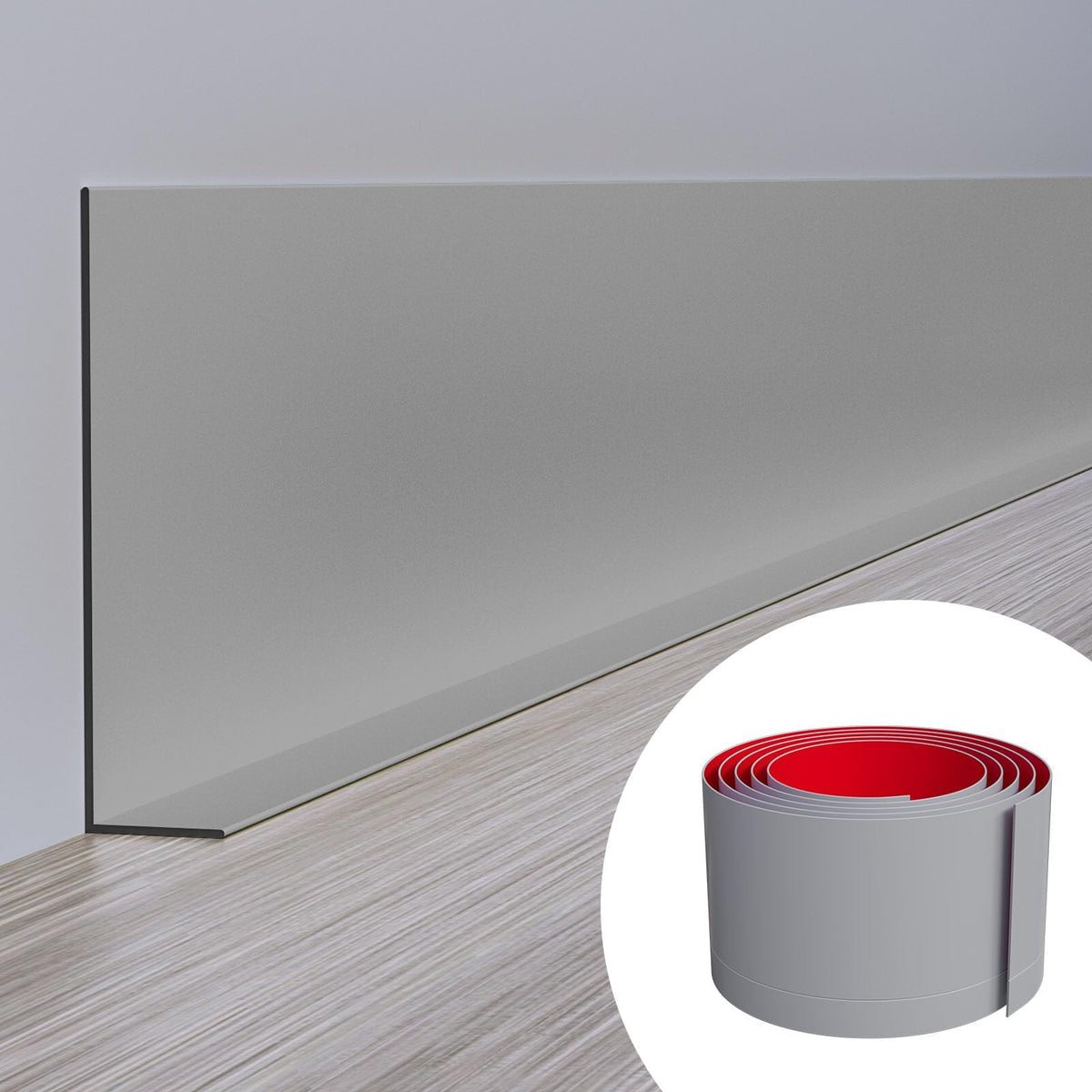 Flexible Baseboard Molding Trim, 5 Inch(W) x 40 Feet(L) Peel and Stick Rubber Wall Trim Molding, Self-Adhesive Vinyl