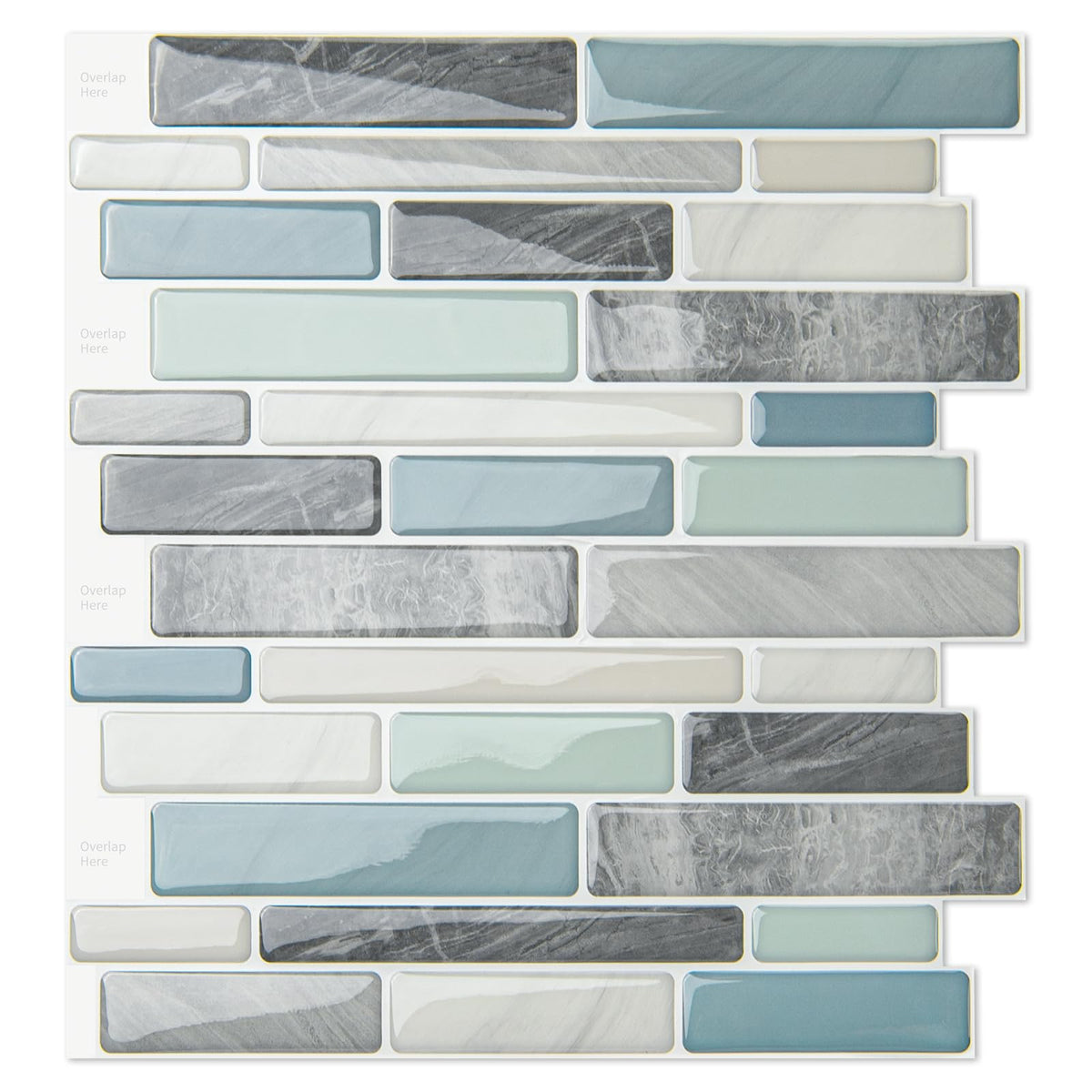 10-Sheet Peel and Stick Backsplash Tile , Back Splash Stick On Tiles Wall (Grey and Blue)