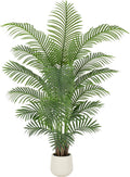 6ft Artificial Palm Tree Tall Faux Palm Tree Indoor Large Fake Plants with 18 Trunks Artificial Plants with White Pot