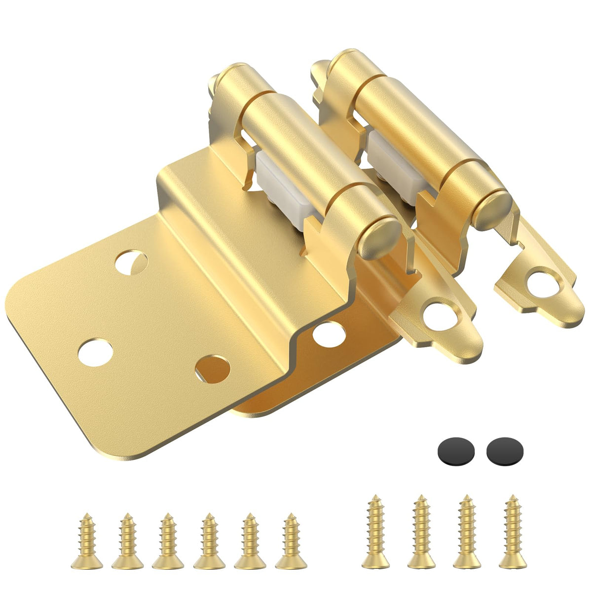 3/8 Inch Inset Cabinet Hinges, 5 Pairs(10 Pack) Self Closing Flush Face Mount Hinges with Door Bumper, Variable
