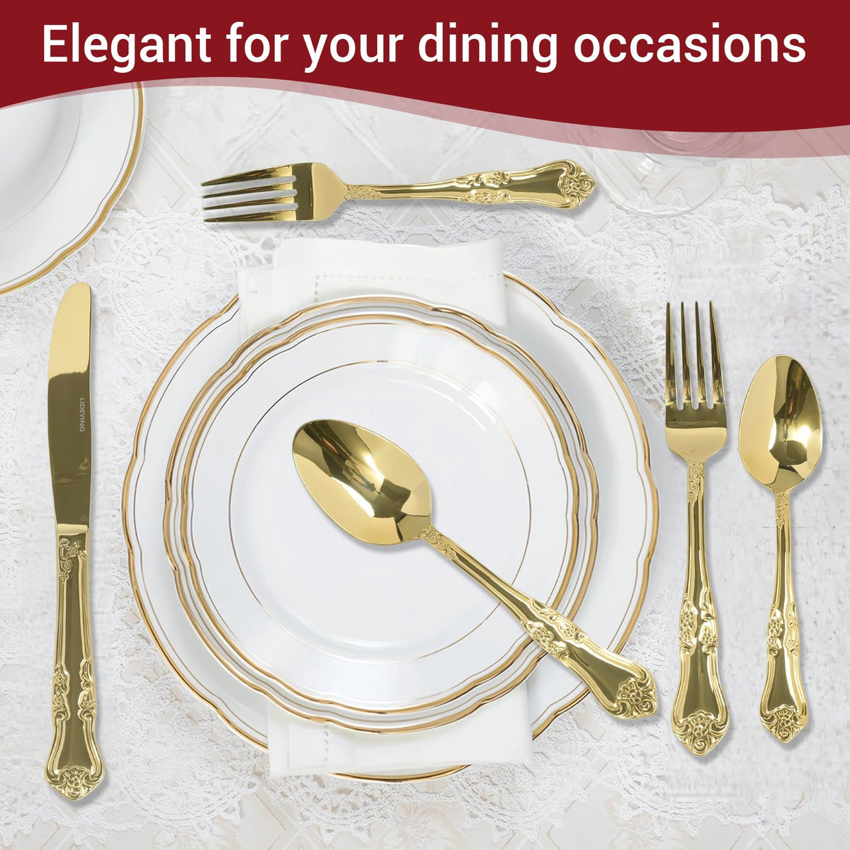 Silverware Set,Stainless Steel Flatware Cutlery Set with Floral Handles,Included Knife Spoon and Fork, Mirror