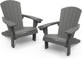 Alpine Adirondack 2 Pack Resin Outdoor Furniture Patio Chairs with Cup Holder-Perfect for Beach, Pool, and Fire Pit