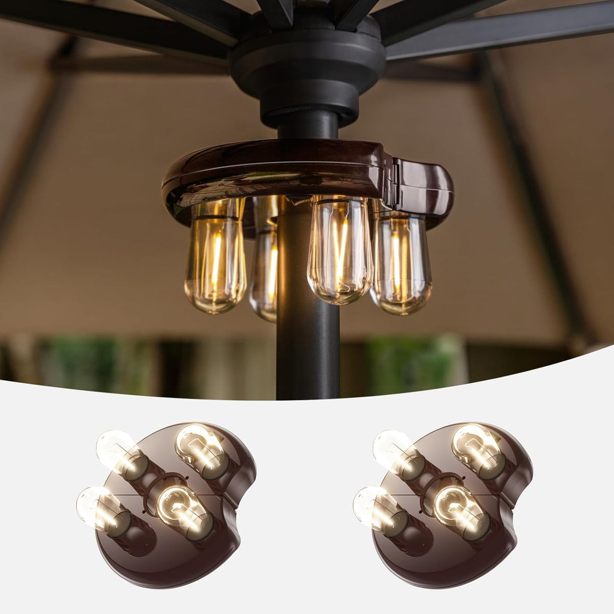 Patio 2 Packs Umbrella Light with LED Edison Bulbs