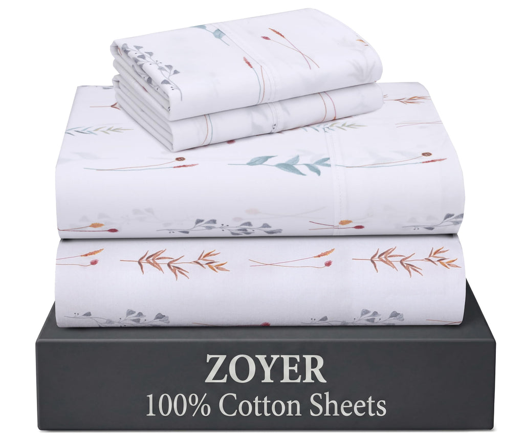 100% Cotton Queen Sheets, Percale Weave, Fairy Meadows