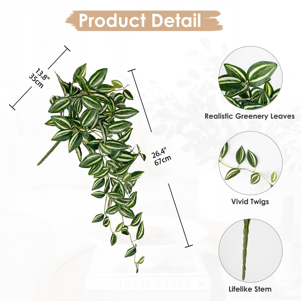 Fake Hanging Plants Artificial Hanging Plants 92 Leaves Faux Wandering Jew Hanging Leaves Plants for Wall Shelf Home