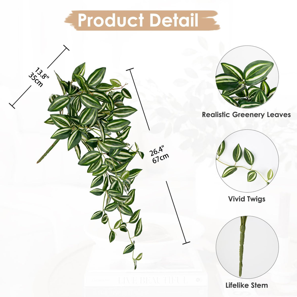 Fake Hanging Plants Artificial Hanging Plants 92 Leaves Faux Wandering Jew Hanging Leaves Plants for Wall Shelf Home