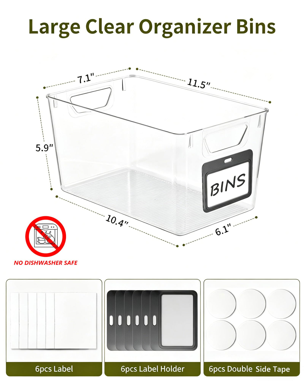 Clear Fridge Organizers and Storage Bins Container with Labels