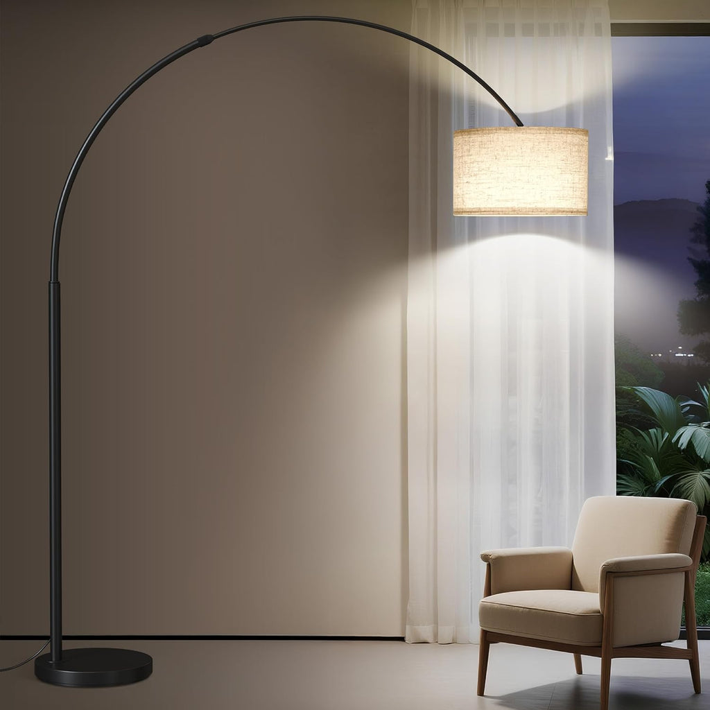 82" Tall Arc Floor Lamps, Large Floor lamp with Length Adjustable, Modern Curved Floor lamp, Corner Lamp, Black